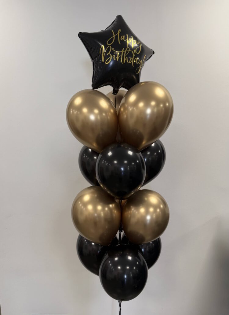 Geburtstagsballon mit Latexballons in schwarz und gold