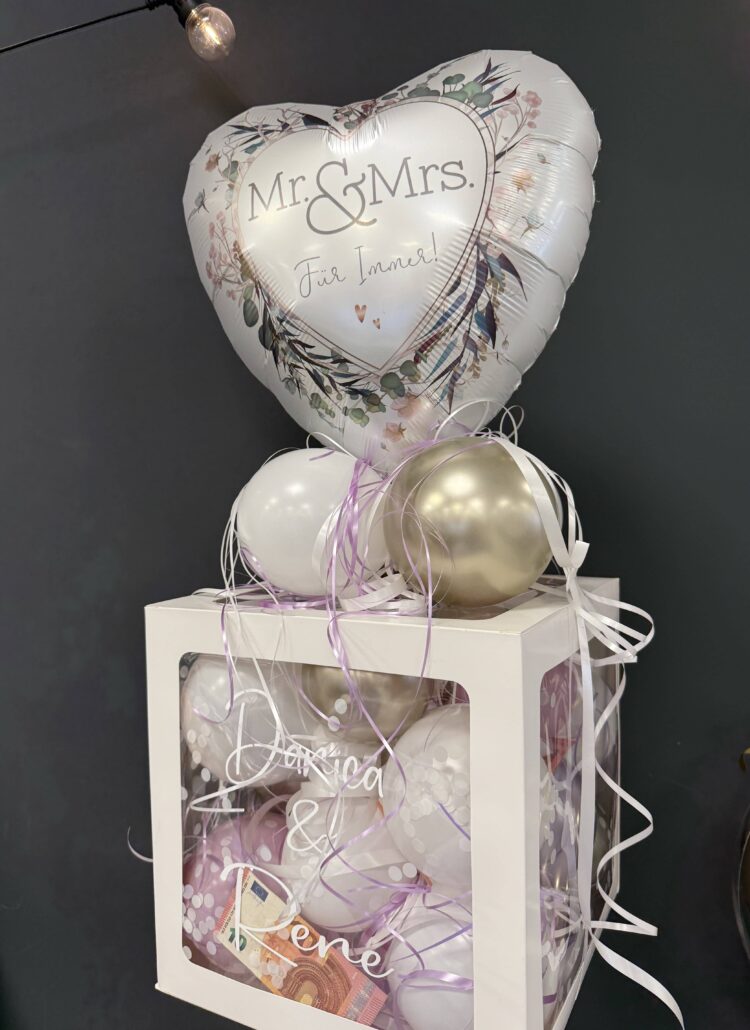 Mr und Mrs Geschenkbox Ballons zur Hochzeit