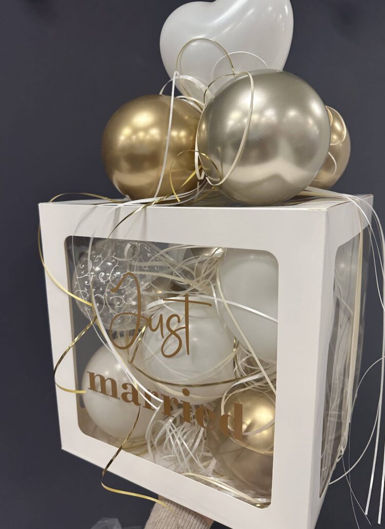 Geschenkbox zur Hochzeit gold/ silber/ weiss