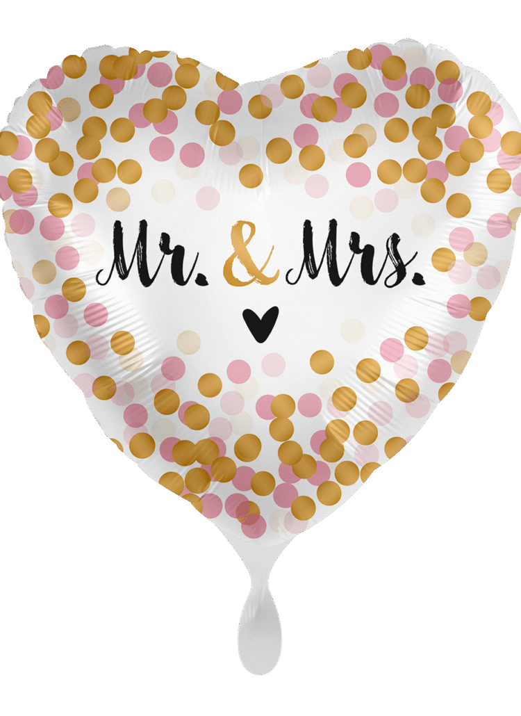 Ballon Mr Mrs mit Konfetti als Folienballon