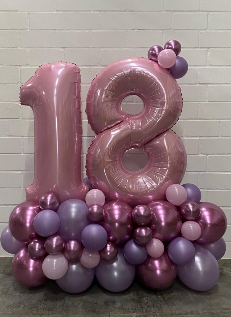 Zahlenballons Zahl 1 und 8 mit Ballongirlande